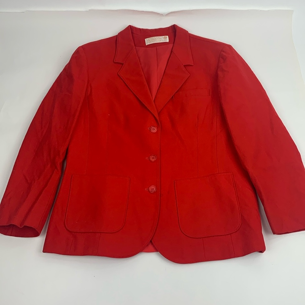 Vintage Pendleton Wool blazer jacket coat Bright Red Button up Size Medium